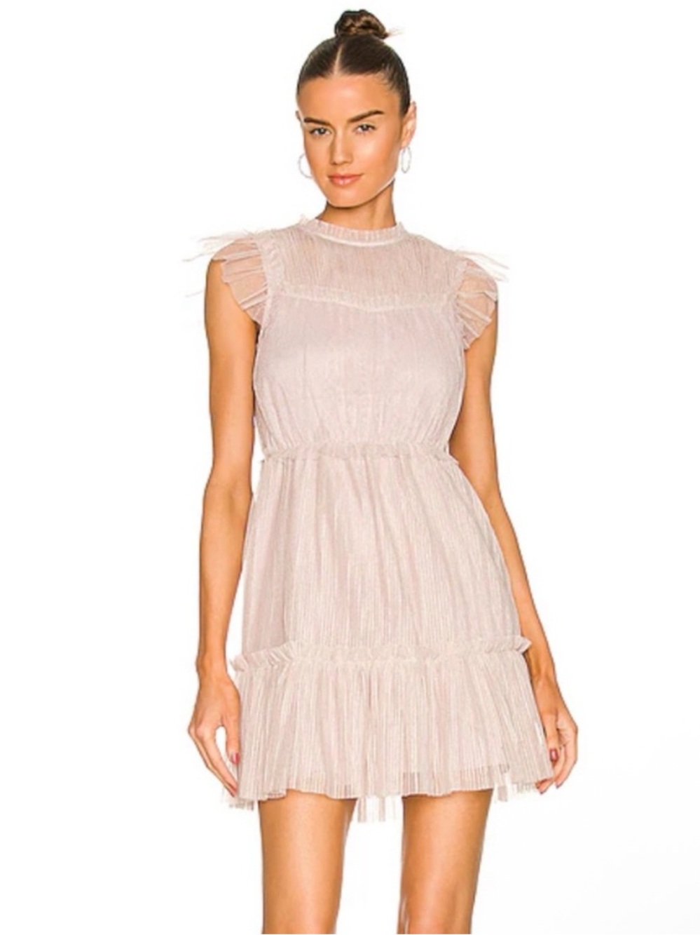 All Saints Perri Tulle Mini Dress in Dusty Rose